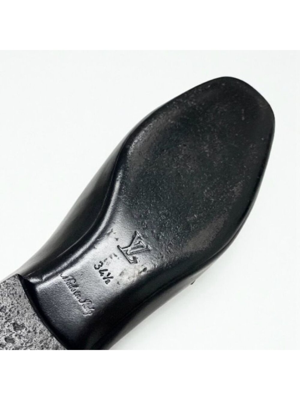 Louis Vuitton Upper Case Line Loafers Leather Shoes Black Gold LV Logo - Picture 7 of 9